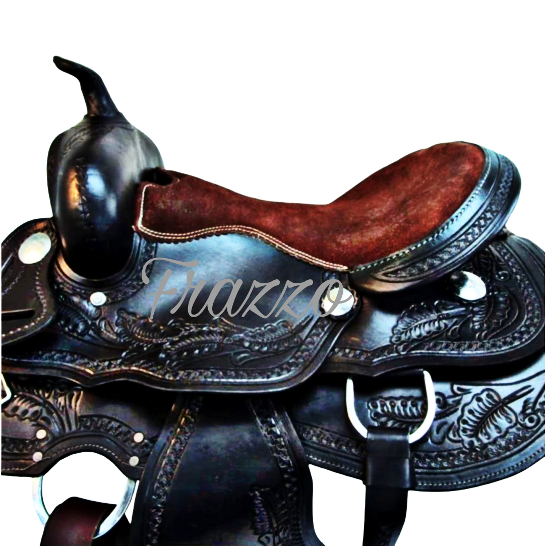 Leather Western Roping Horse Saddle with matching Headstall, Reins, Breastplate and Cinch